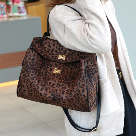 Leopard Print Large Capacity Portable Advanced Handbags