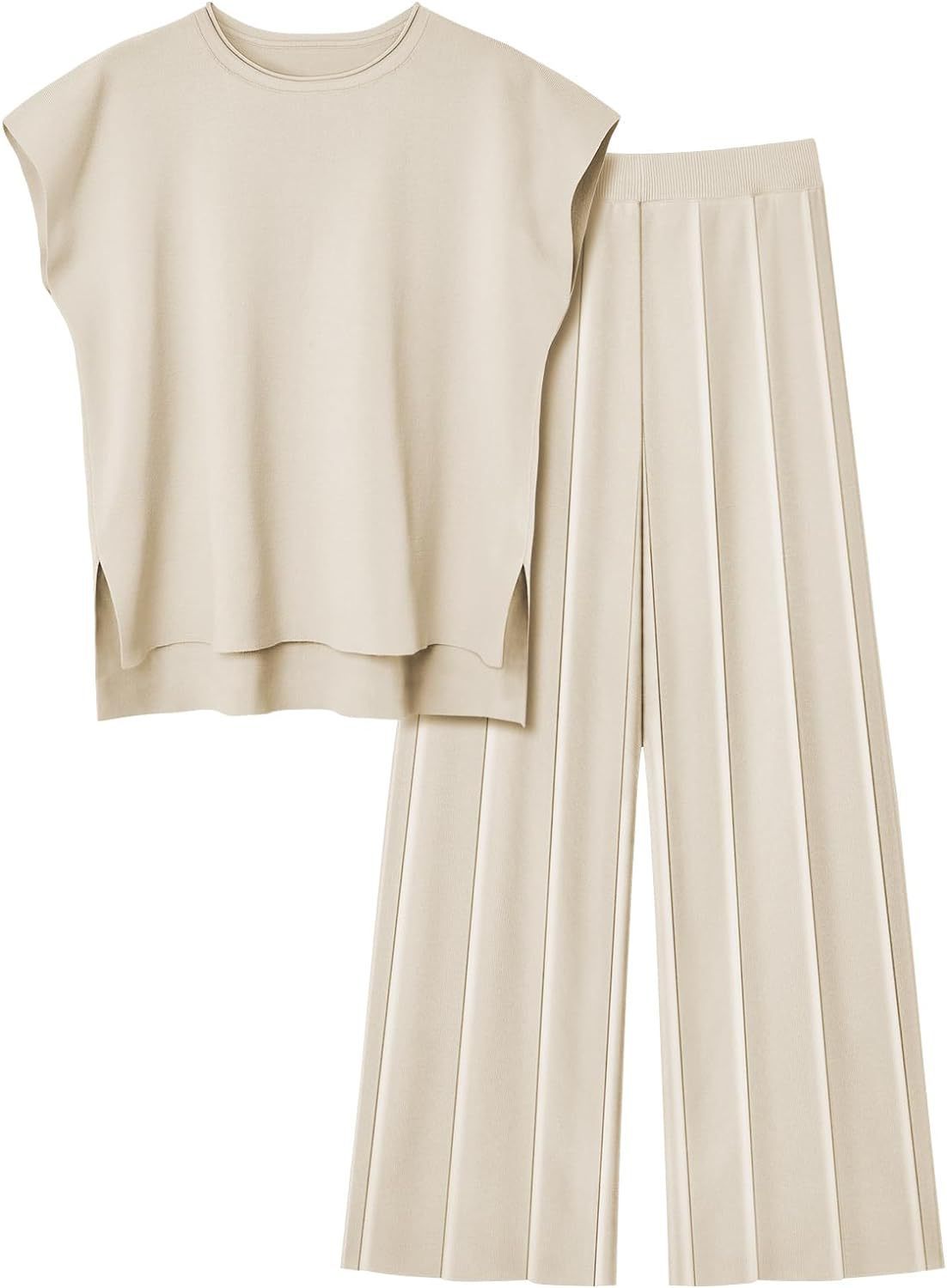 Women's Knit Casual Sleeveless Two-piece Set Suits