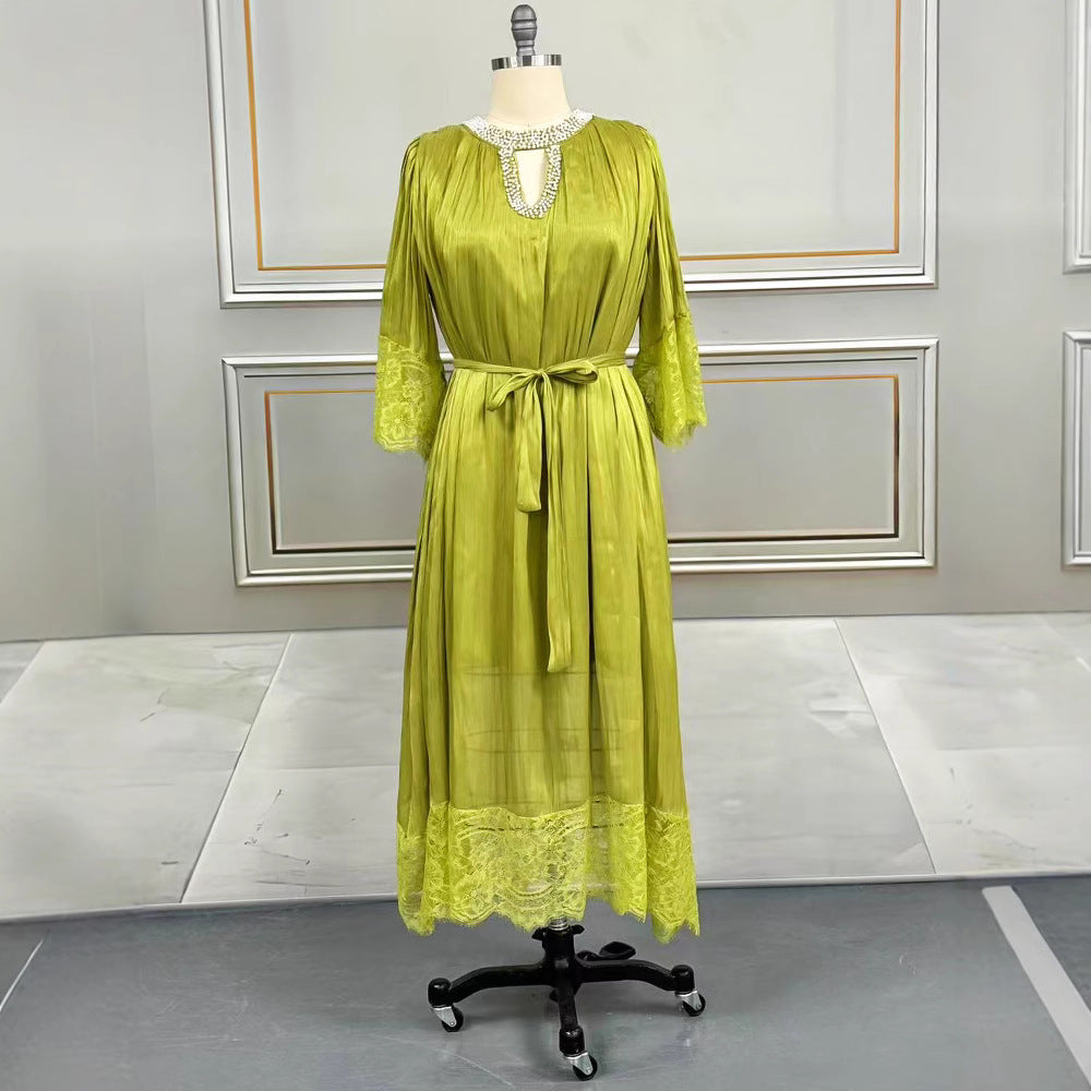 Women's Large Pleated Dress High-grade Lace Summer Dresses