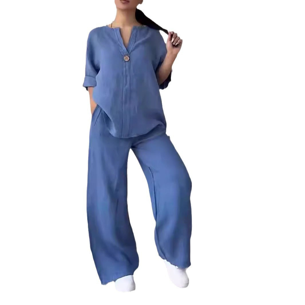 Women's Wear Comfortable Loose Wide Leg Cotton Tops