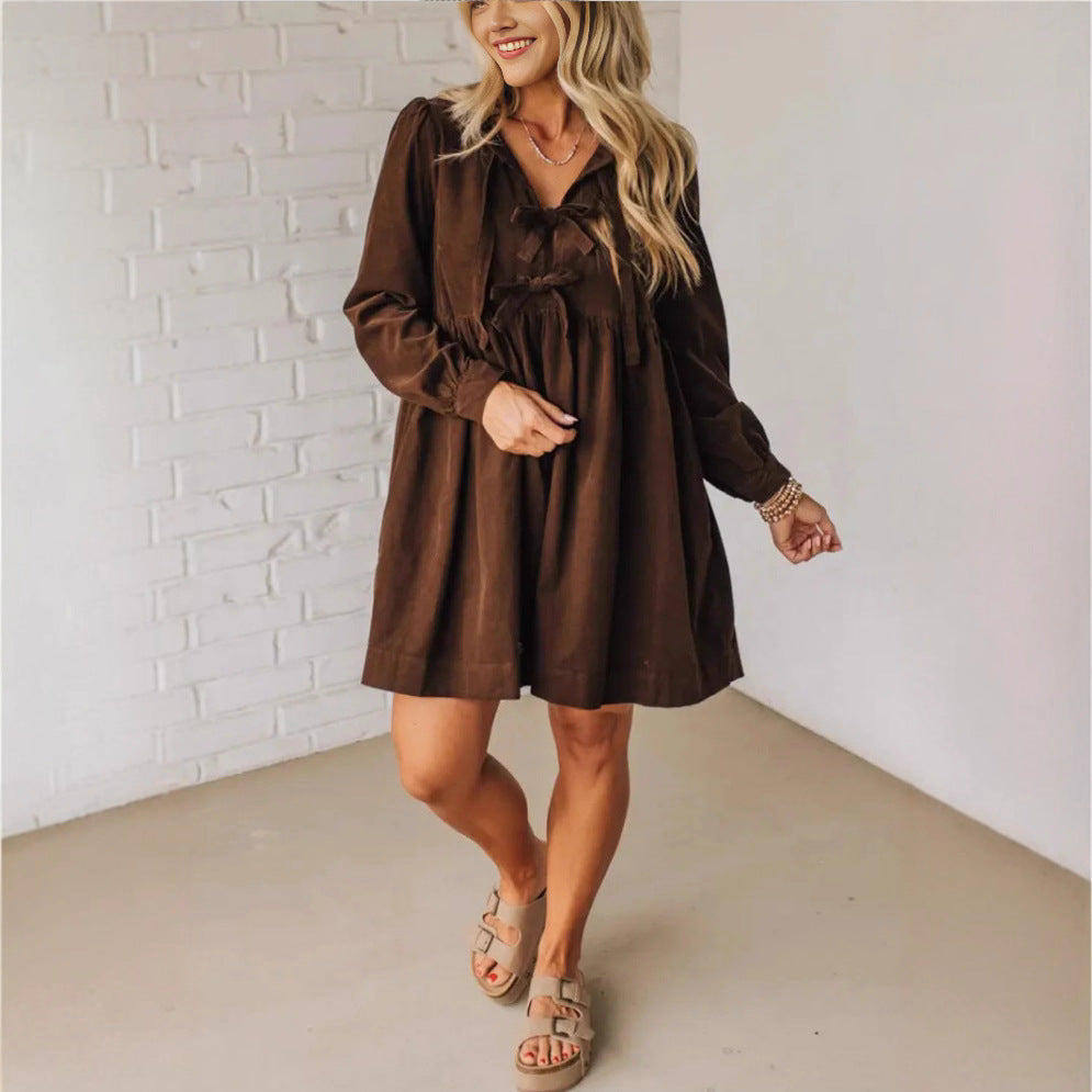 Women's Color Chest Puff Sleeve Fashion Elegant Dresses