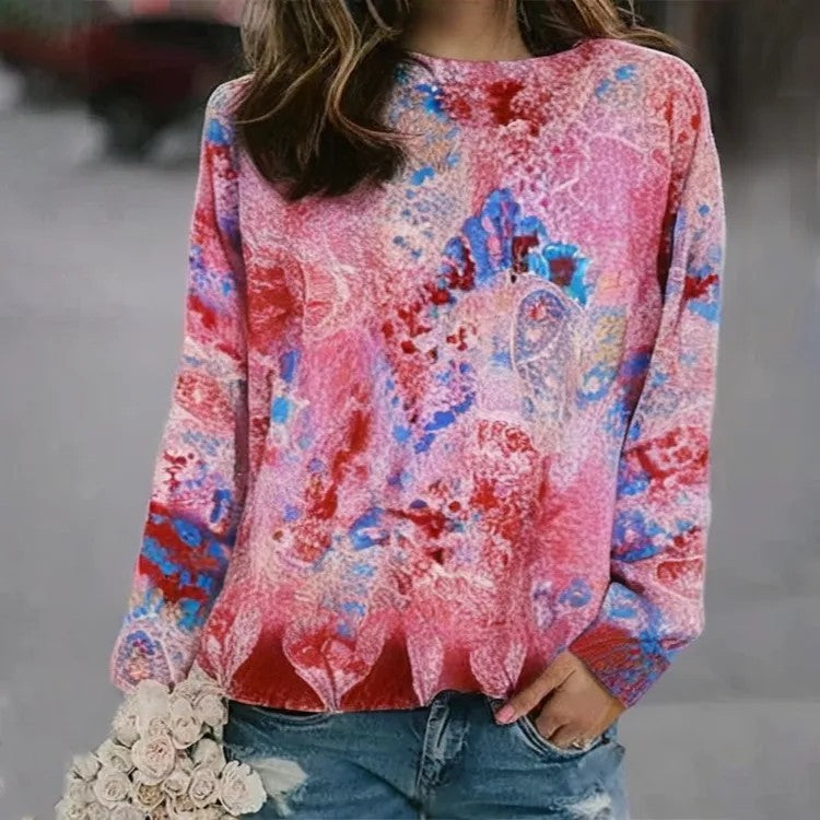 Women's Pattern Pullover Casual Loose Long Sleeve Sweaters