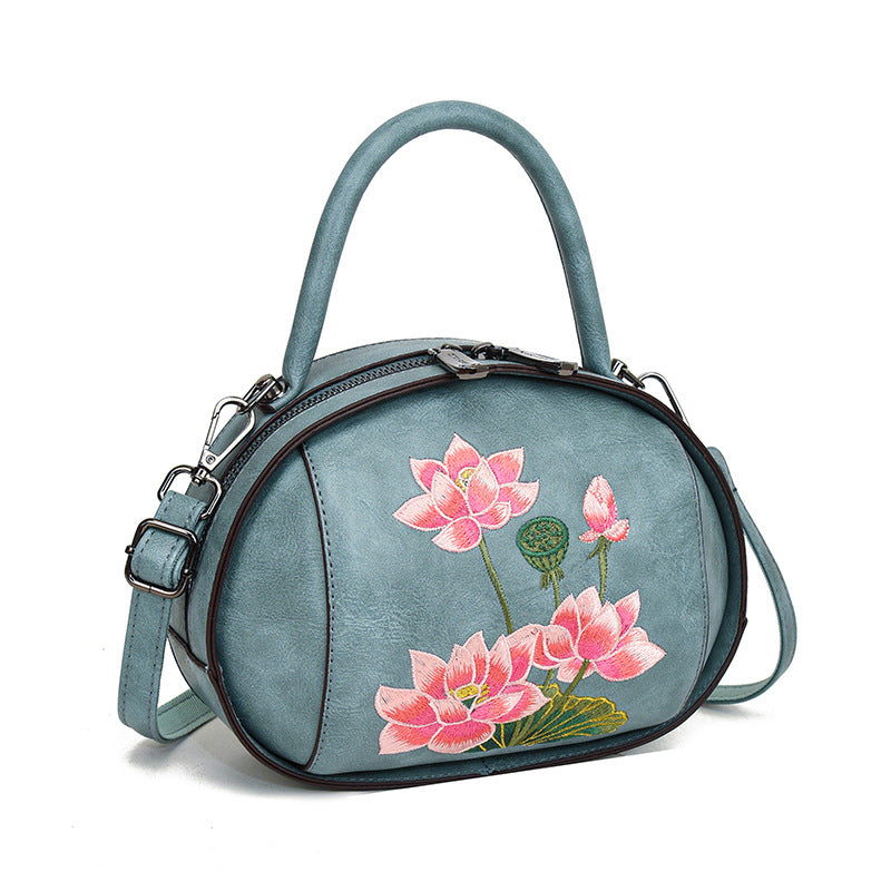 Women's Chinese Style Size Embroidered Lotus Ethnic Handbags