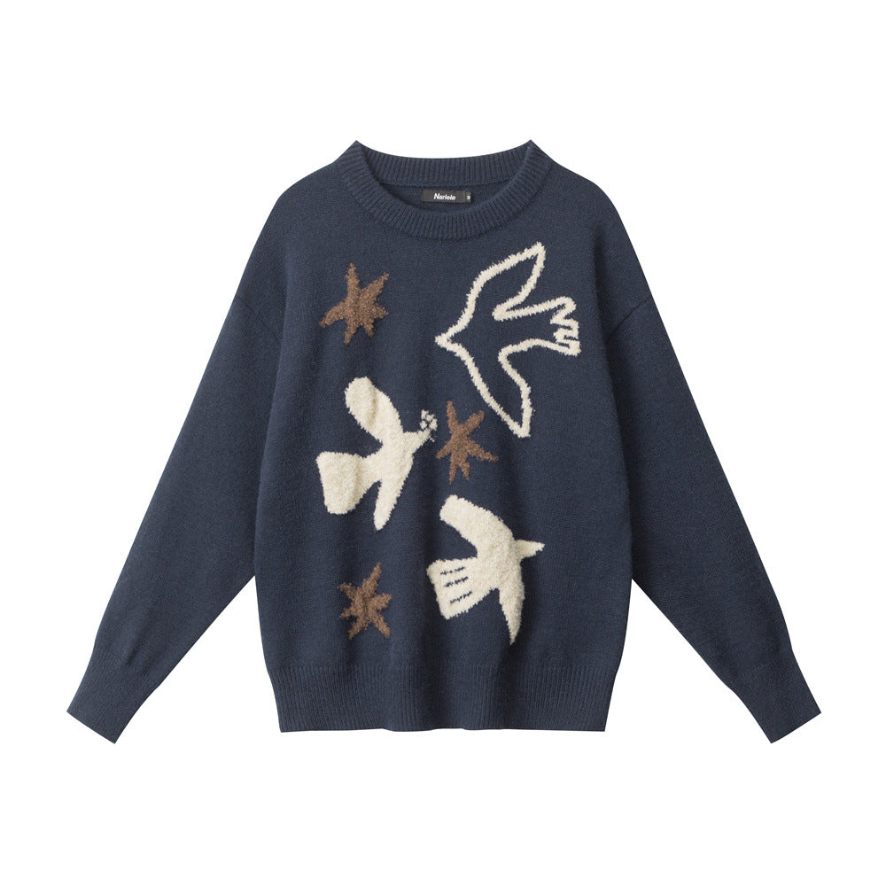 Women's American Style Loose Lazy Crew Neck Pullover Sweaters