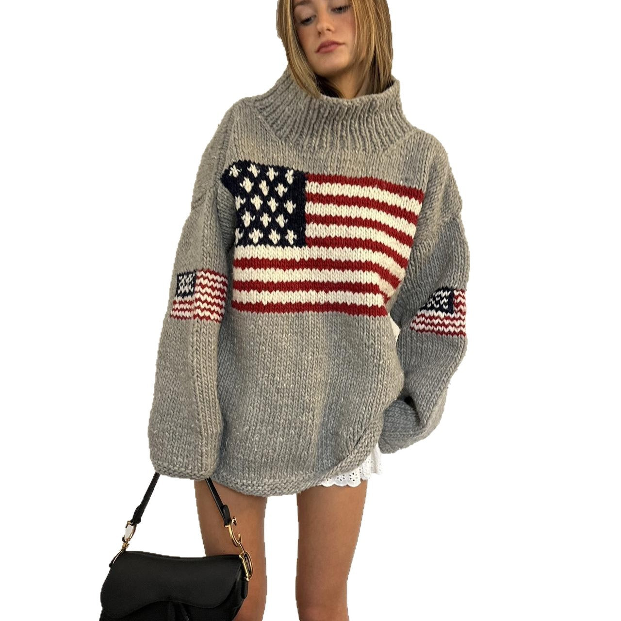 Women's Loose Oversized Knit Warm Jacquard Street Tops