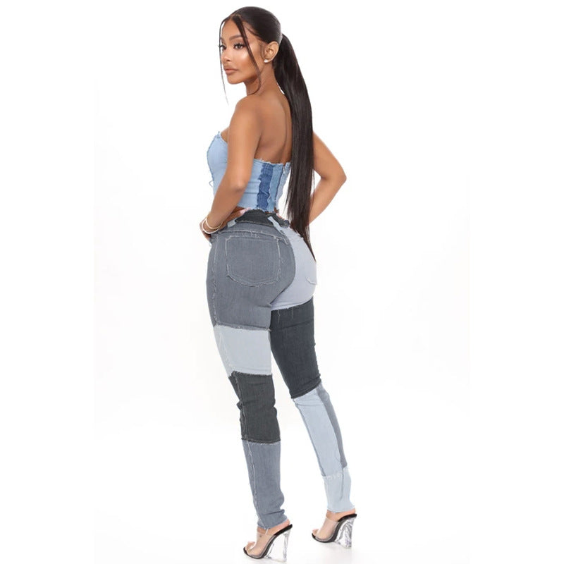 Women's Source Head Super Elastic High Waist Tassel Pencil Slim Fit Women's Jeans