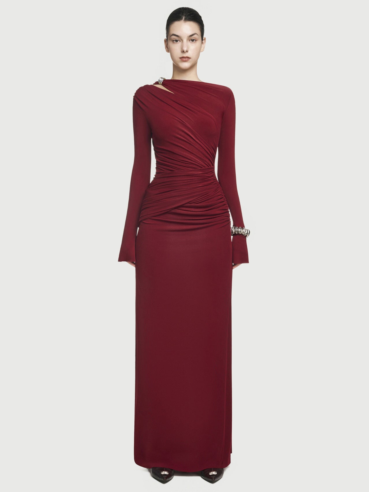 Women's Simple Solid Color Round Neck Long Dresses