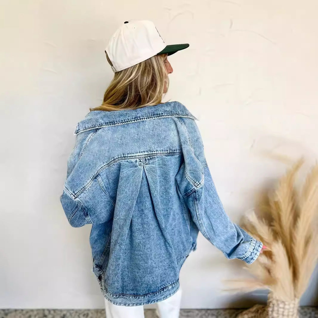 Women's Trendy Russian Denim Pocket Loose Jackets