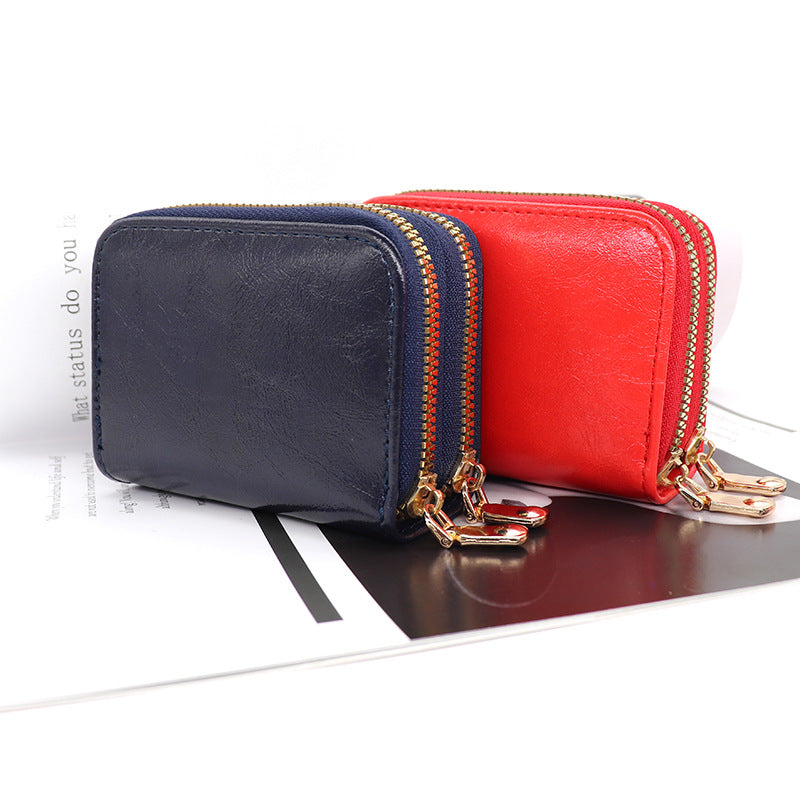 Men's Vintage Organ Large Capacity Zipper Female Card Holder