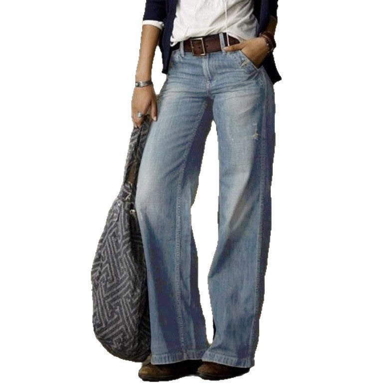 Cool Women's Retro Fashion Casual Straight Women's Jeans
