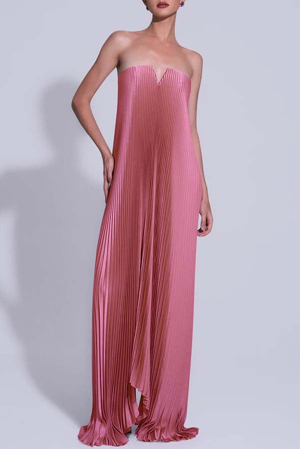Women's Tube Pleated Oversized Swing Dress Sexy Dresses