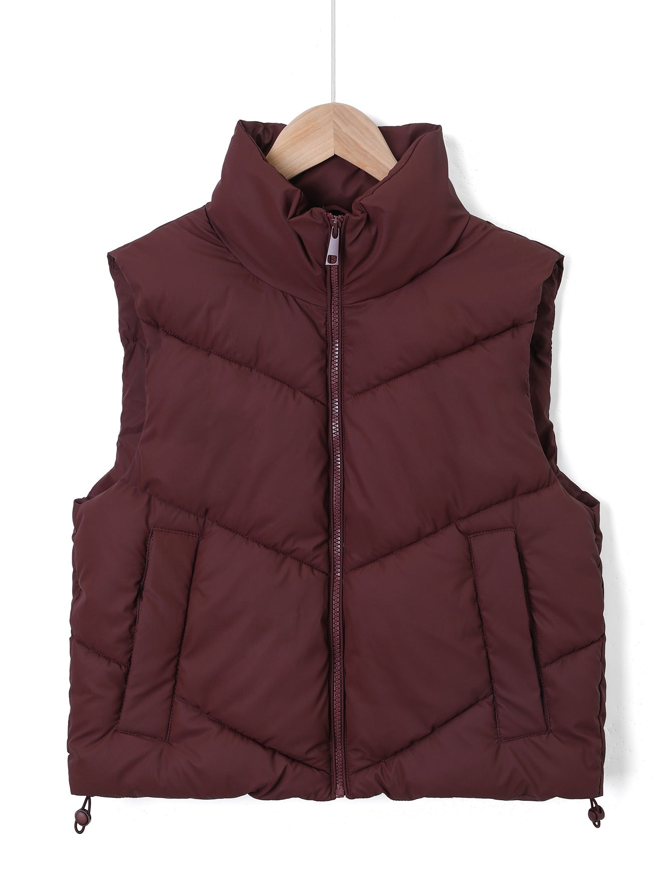 Women's Collar Quilted Adjustable Hem Warm Cotton Women's Vest