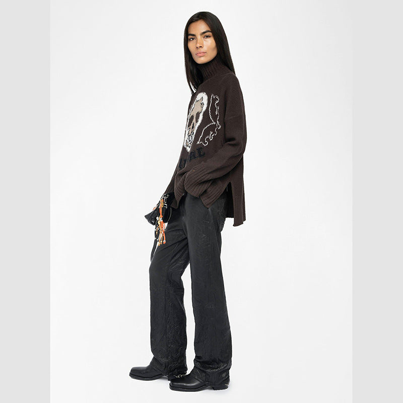 Women's Winter French Niche Skull Pattern Jacquard Sweaters