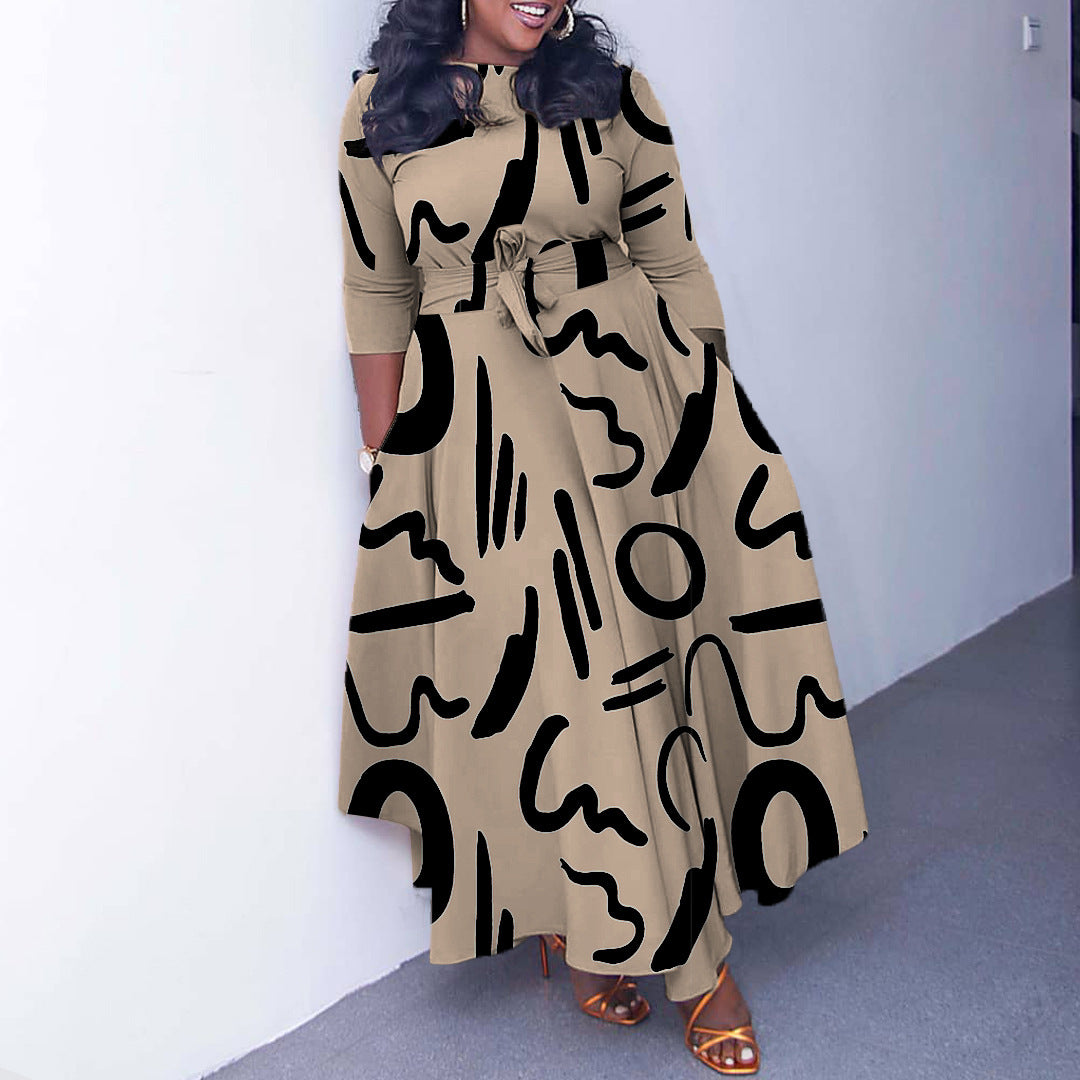 Women's Fashion Elegant Tied Africa Maxi Dress Plus Size