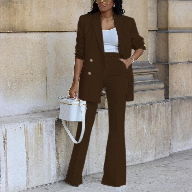 Pretty Women's Autumn Simple Professional Two-piece Fashion Casual Suit