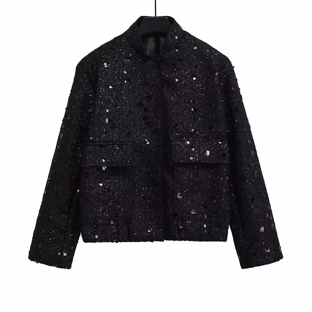 Women's Quality Autumn Fashion Beads Decoration Sequined Jackets