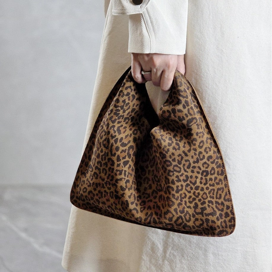 Versatile Print Cowhide Triangle Fashion Hand Handbags