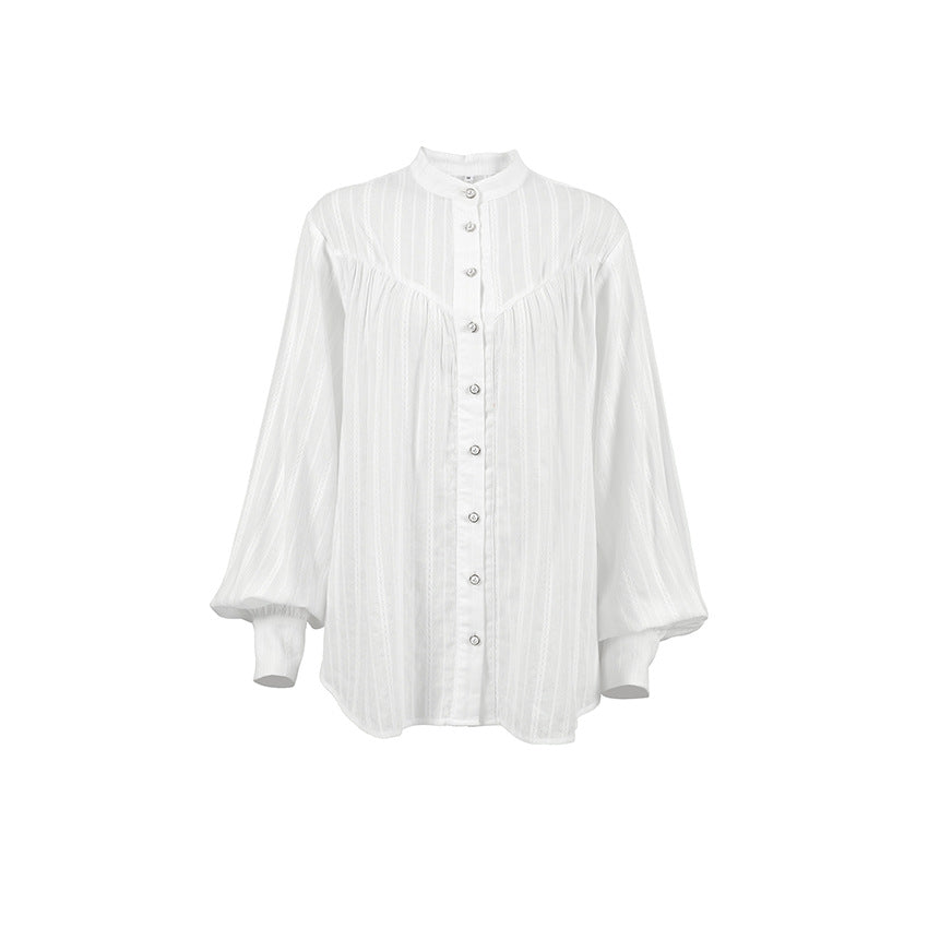 Women's Pure Cotton French Shirt Long Sleeve Blouses
