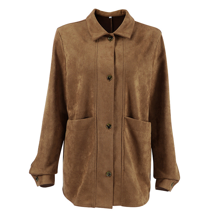 British Style Suede Loose Casual Autumn Blazers