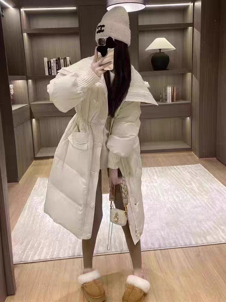 With Knitted Large Lapel Cinched Thickening Vests