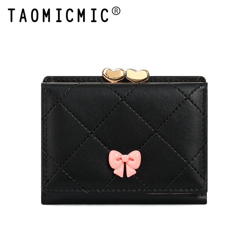 Women's Creative Short High-grade Bow Clip Ladies Wallets