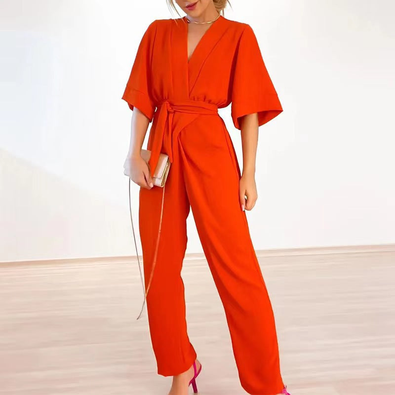 Women's Summer Loose Temperament Half Sleeves Trousers Women's Jumpsuit/clothing