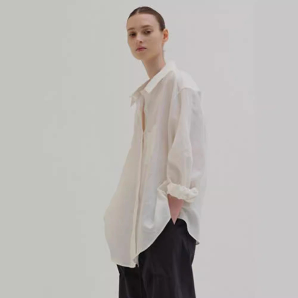 Women's High Round Breathable Texture Niche Basic Blouses