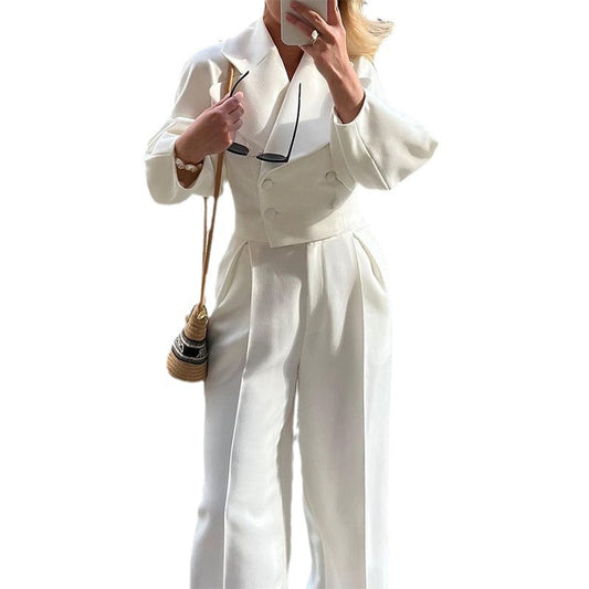 Autumn Length Solid Color Polo Collar Suits