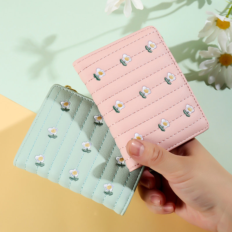Women's Stylish Minimalist Embroidery Mini Creative Ladies Wallets