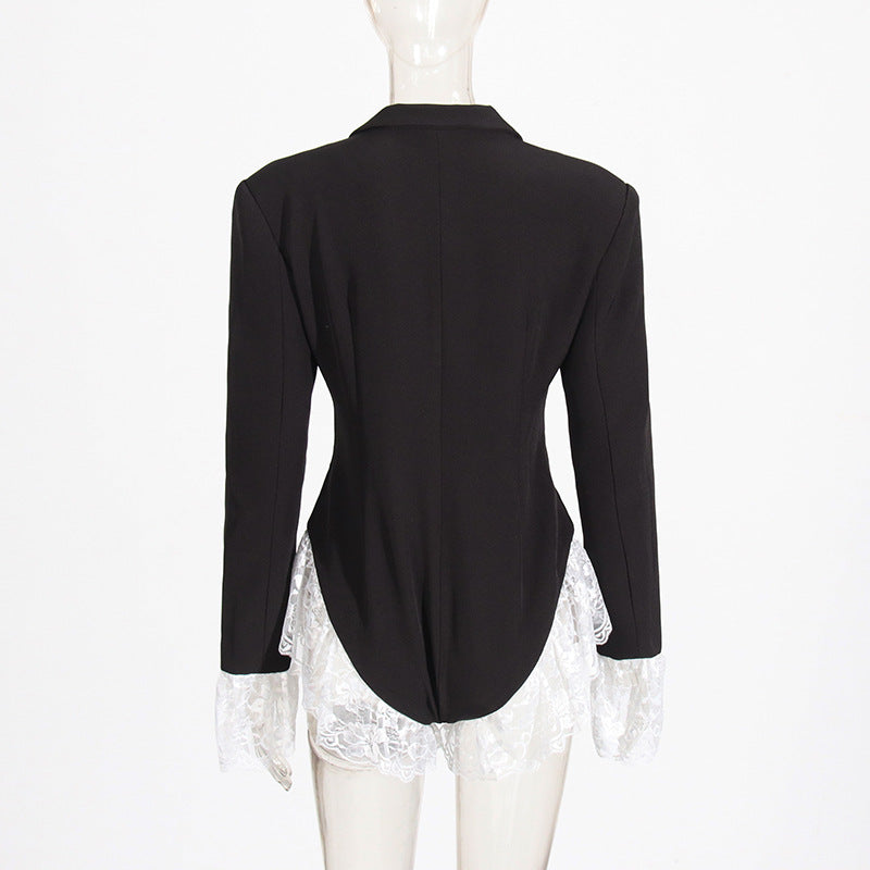 Women's Autumn Elegant Detachable Collar Slim Lace Women's Jumpsuit/clothing