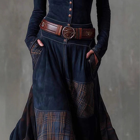 Fashion Long-sleeved Fleece Elegant Button Temperament Dresses