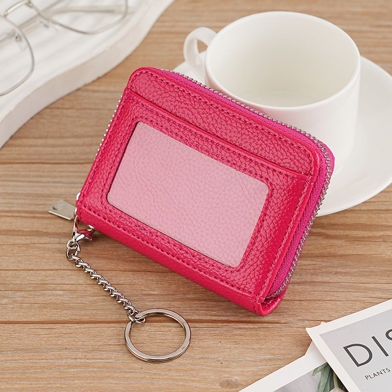 Women's Trendy Durable Zipper Credit Expanding Card Holder