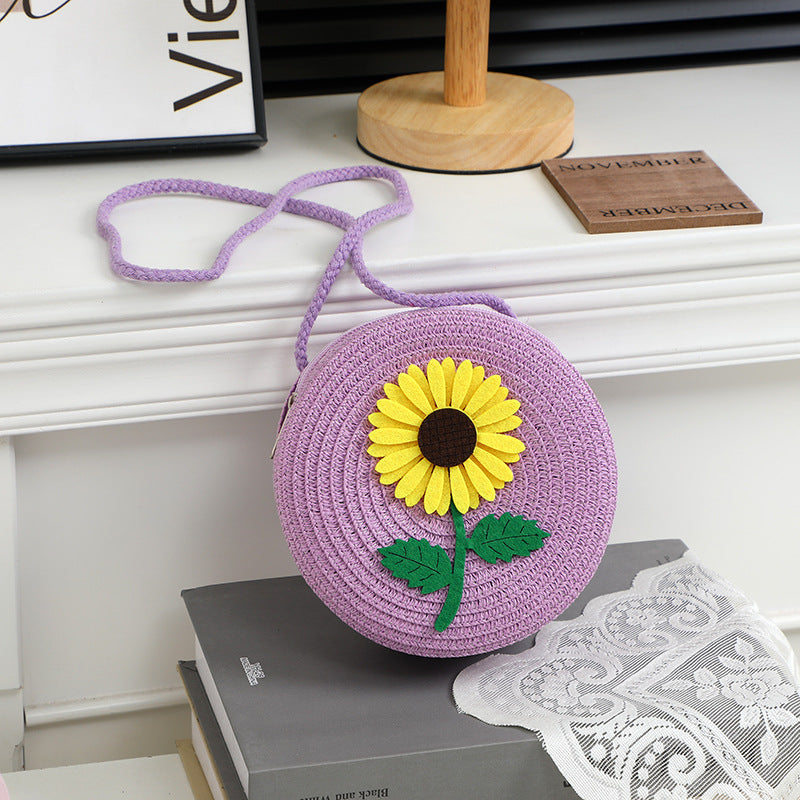 Summer Seaside Flower Straw Hand-woven Female Phone Bags