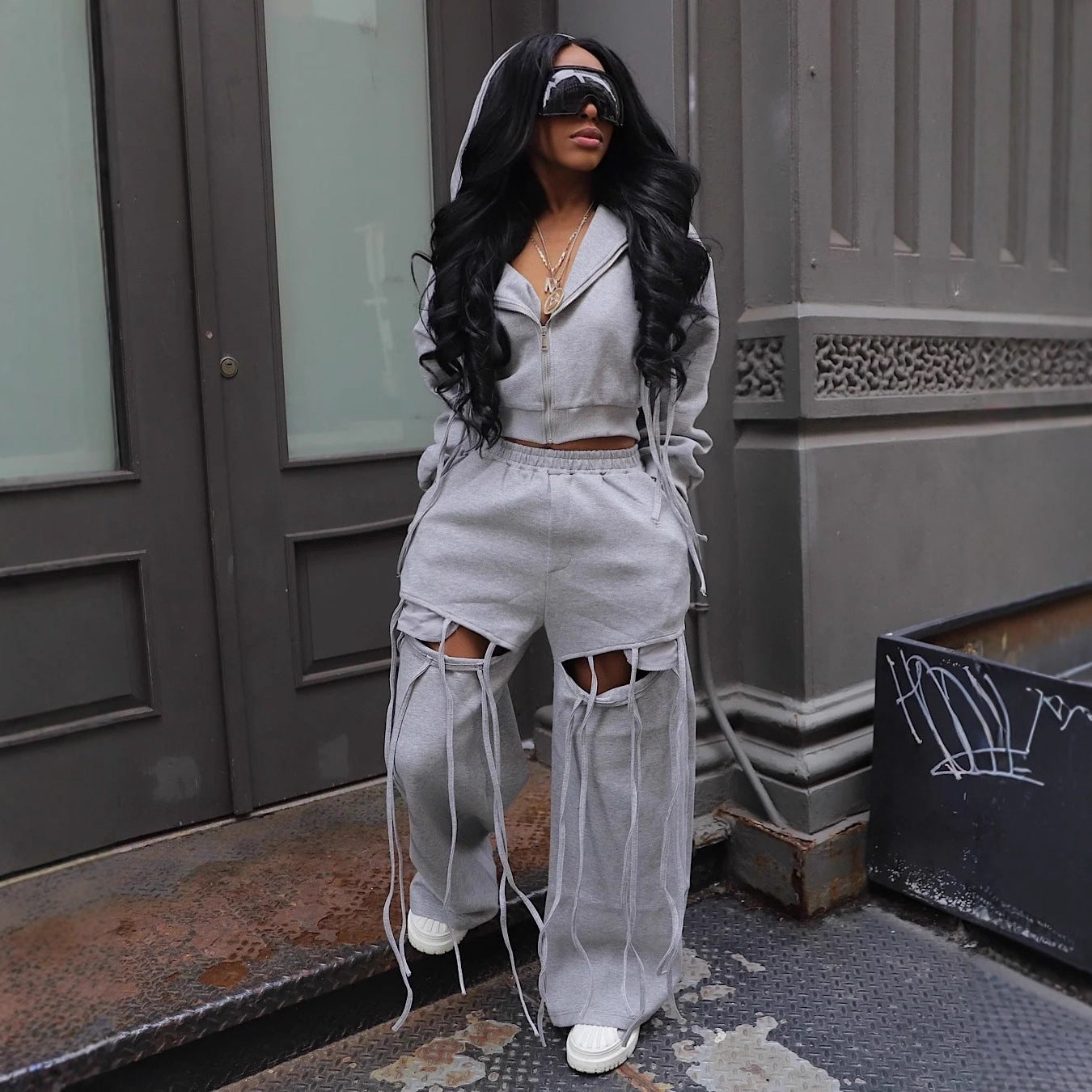 Leisure Commute Hooded Zipper Sweatshirt Wide Suits