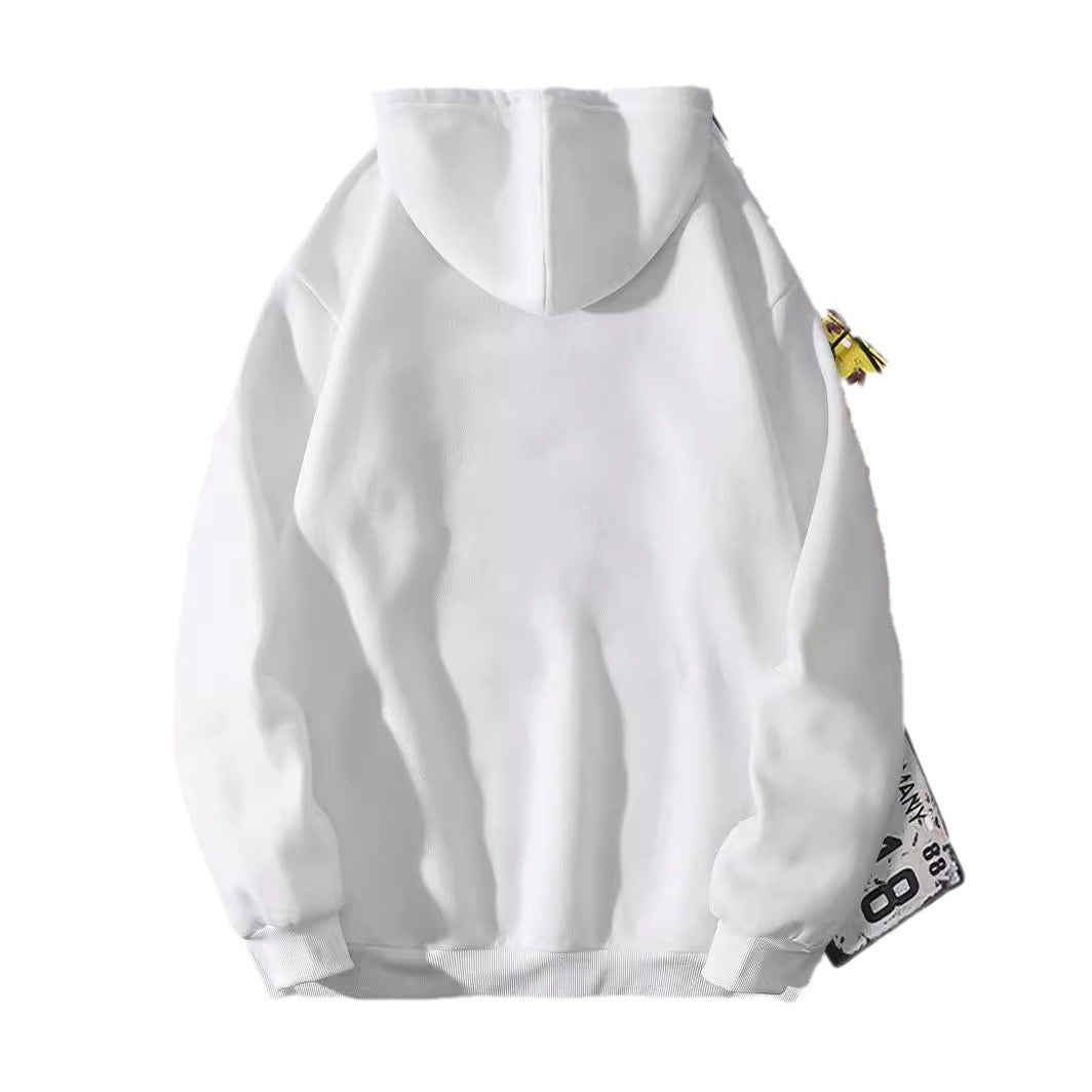 Printed Heel Wrapped Collar Brushed Hoody Hooded Women's Sweater, Sweater