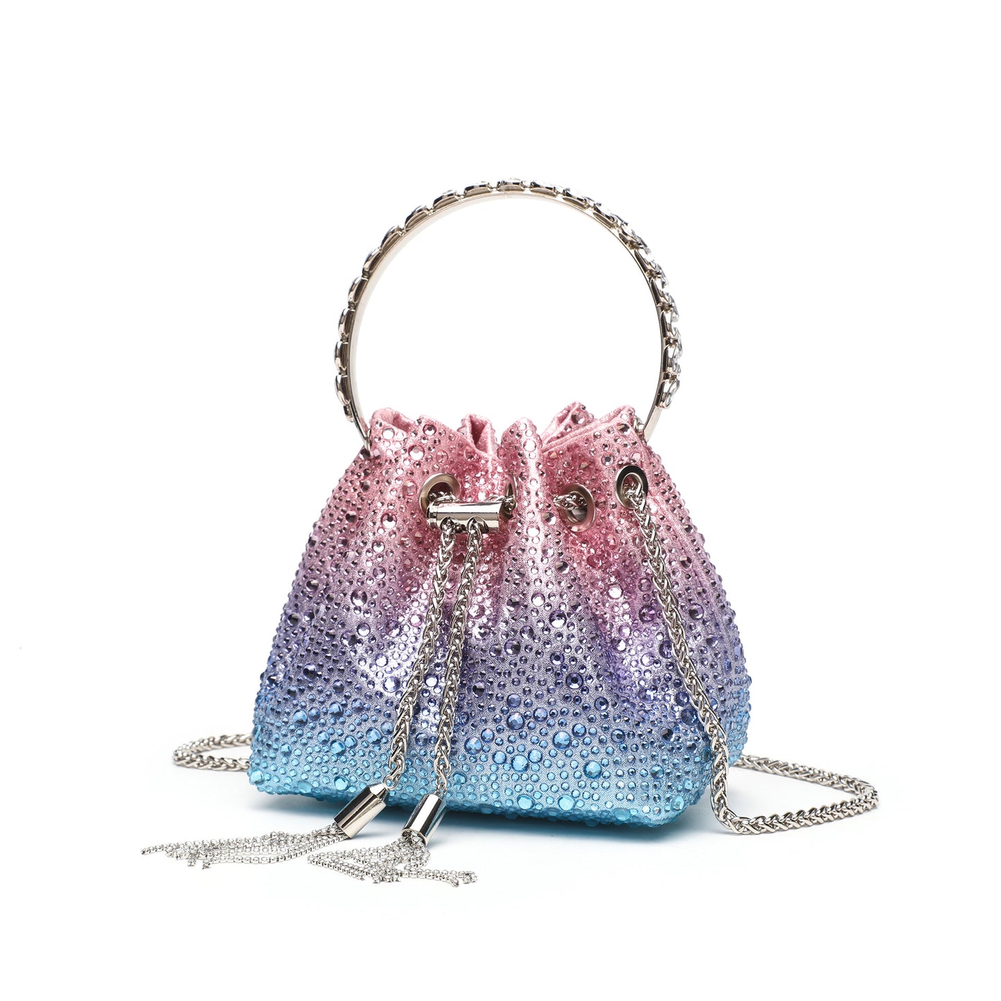 Women's Starry Gradient Tassel Portable Rhinestone Evening Bags