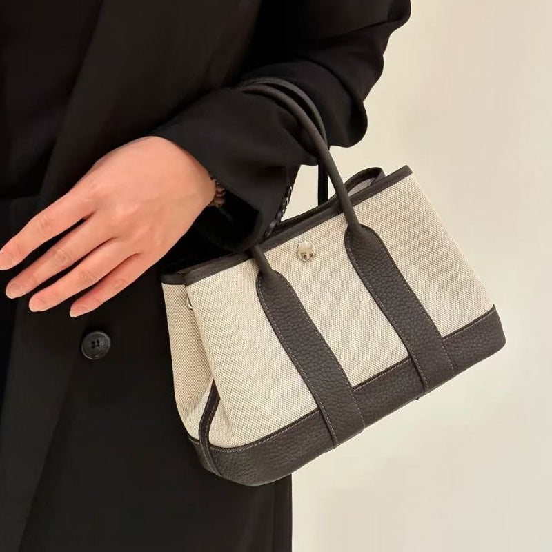 Women's Canvas Commuter Portable Leather Wide Handbags
