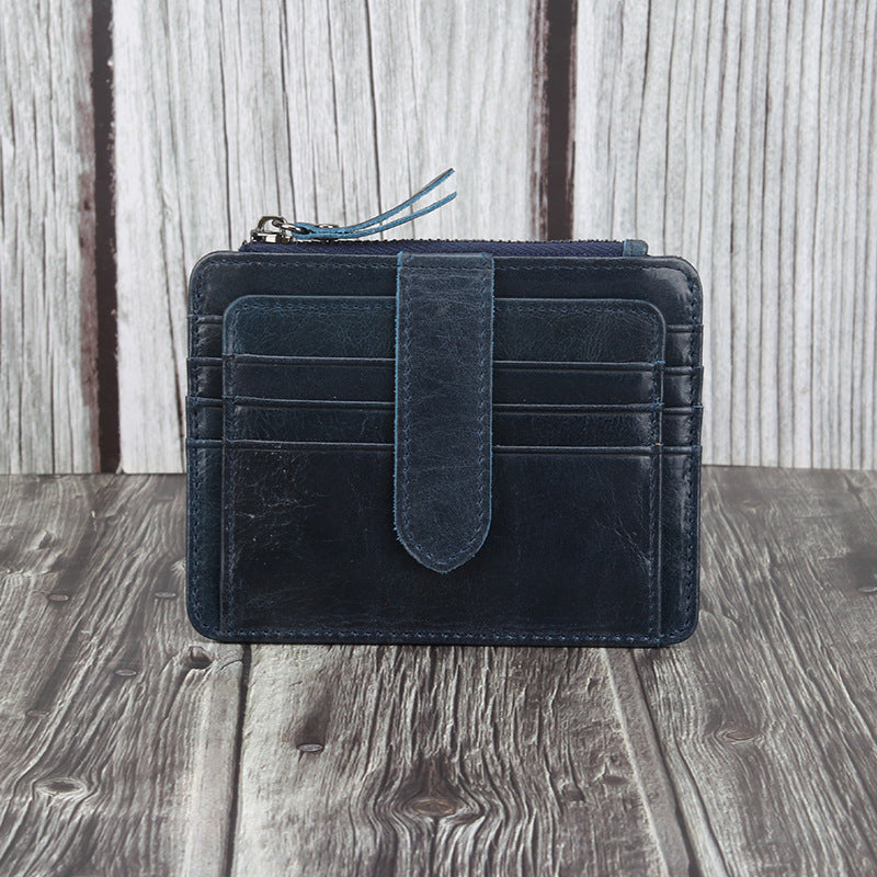 Women's Layer Cowhide Genuine Leather Change Mini Card Holder