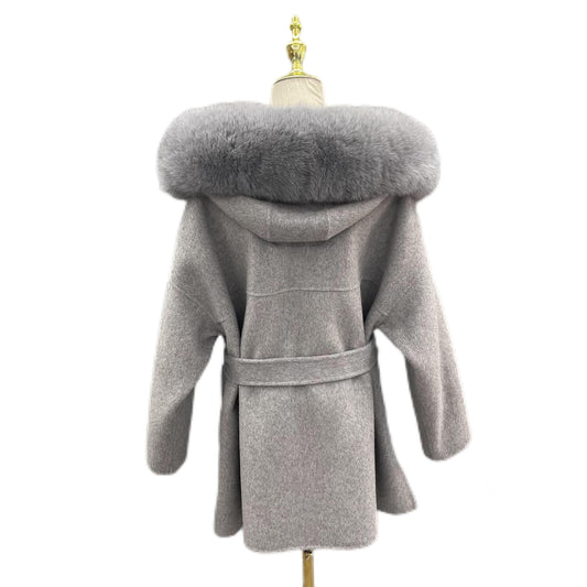 Women's Fox Fur Collar Detachable Fluffy Reversible Coats