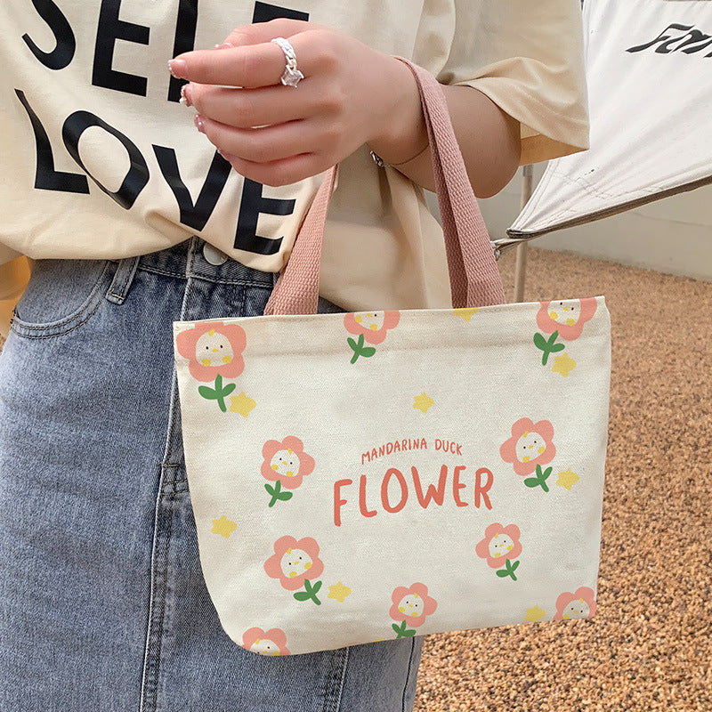 Women's Cute Cartoon Canvas Tutorial Lunch Size Handbags
