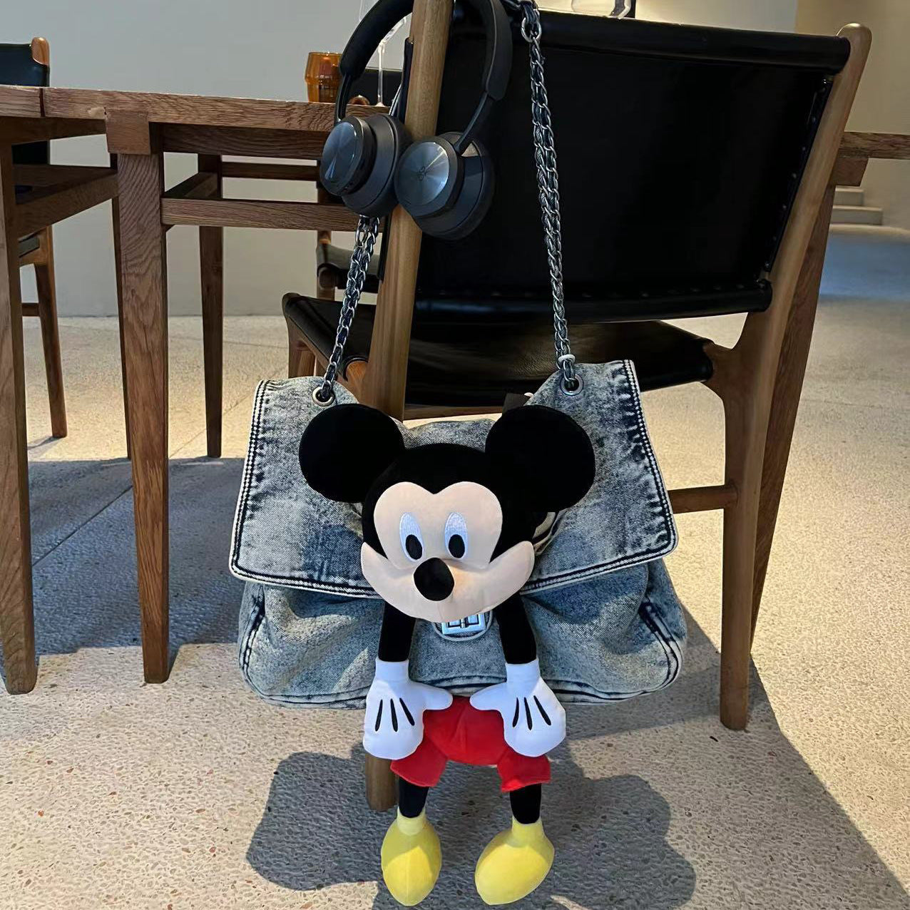 Classy Denim Trendy Mickey Vacation Chain Crossbody Bags