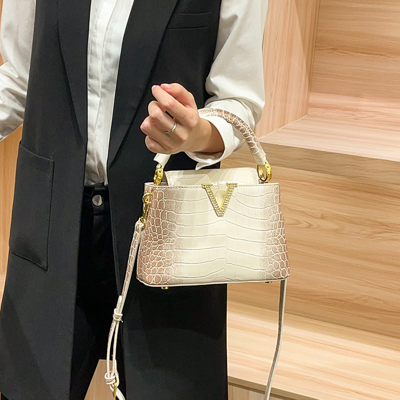 Women's Light Luxury Crocodile Pattern Gradient Color Fashion Handbags