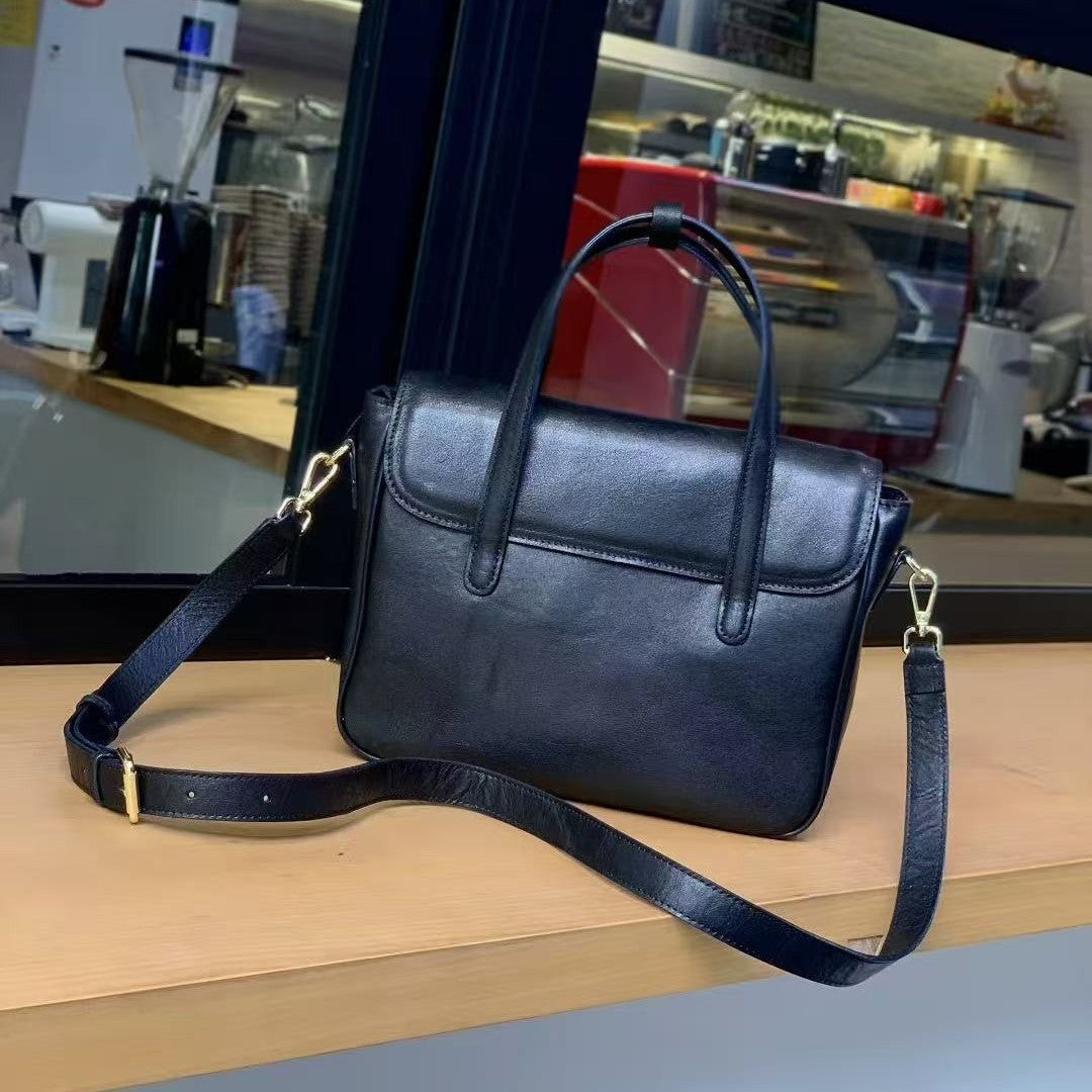 Women's Layer Plant Cowhide Leather Retro Fashion Handbags