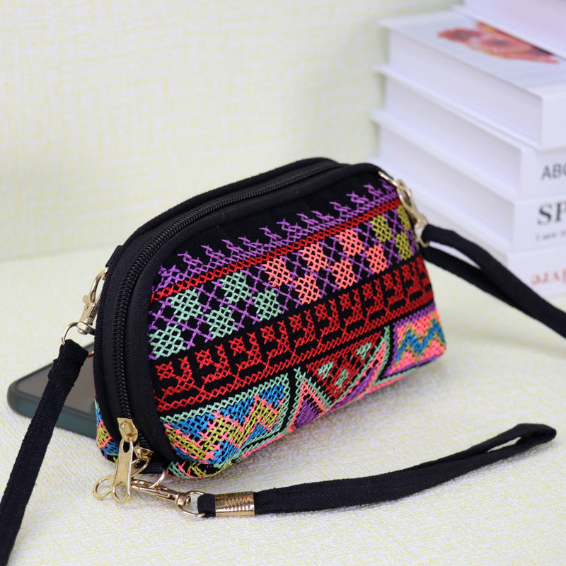 Ethnic Style Handmade Cross Stitch Mobile Female Fashion Phone Bags