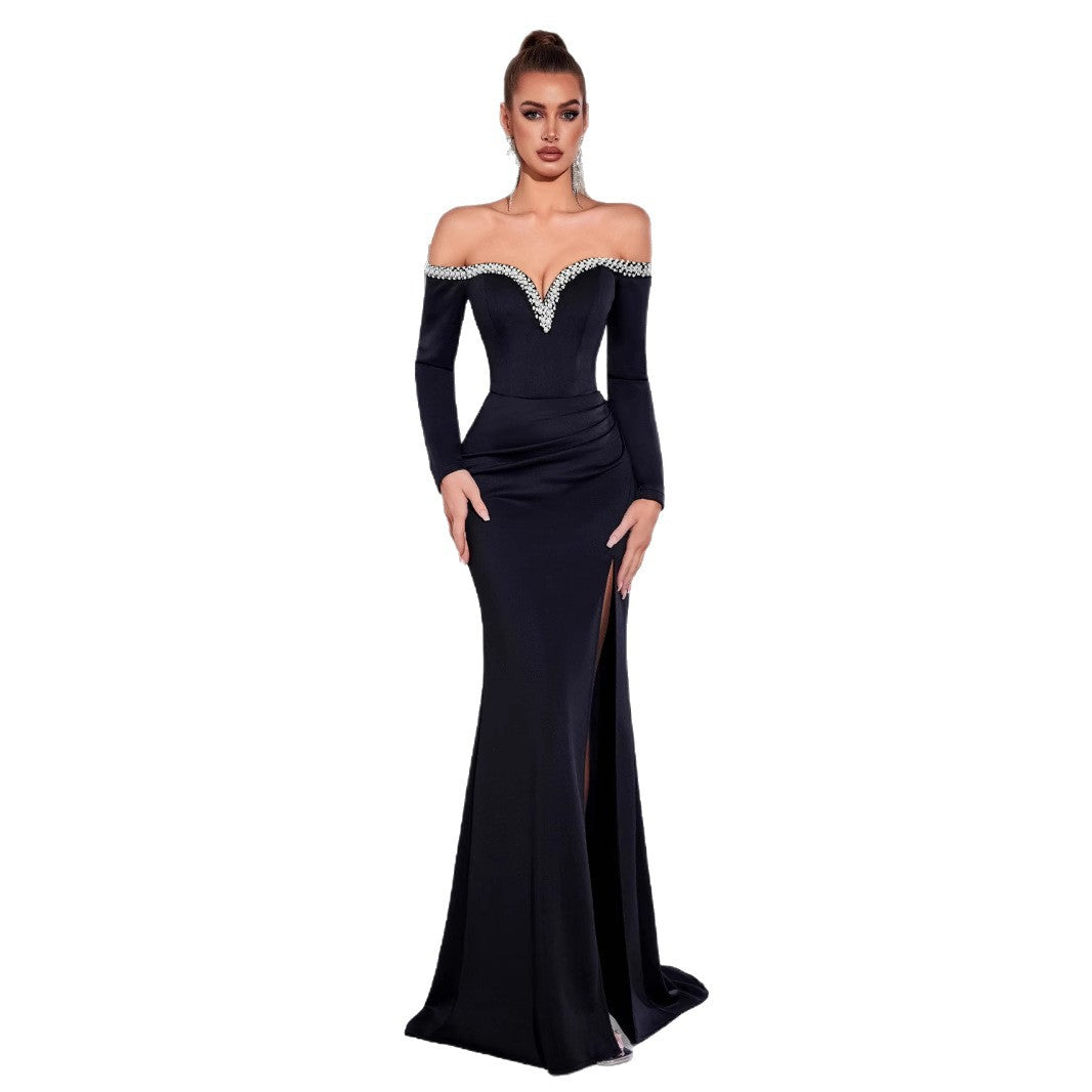 Temperament Fashion Dress Set Diamond Design Long Dresses
