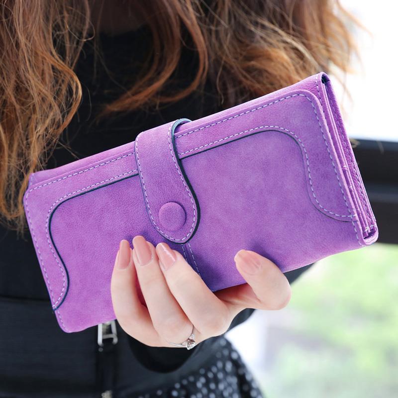 Women's Frosted Vintage Clutch Soft Leather Multifunctional Buckle
