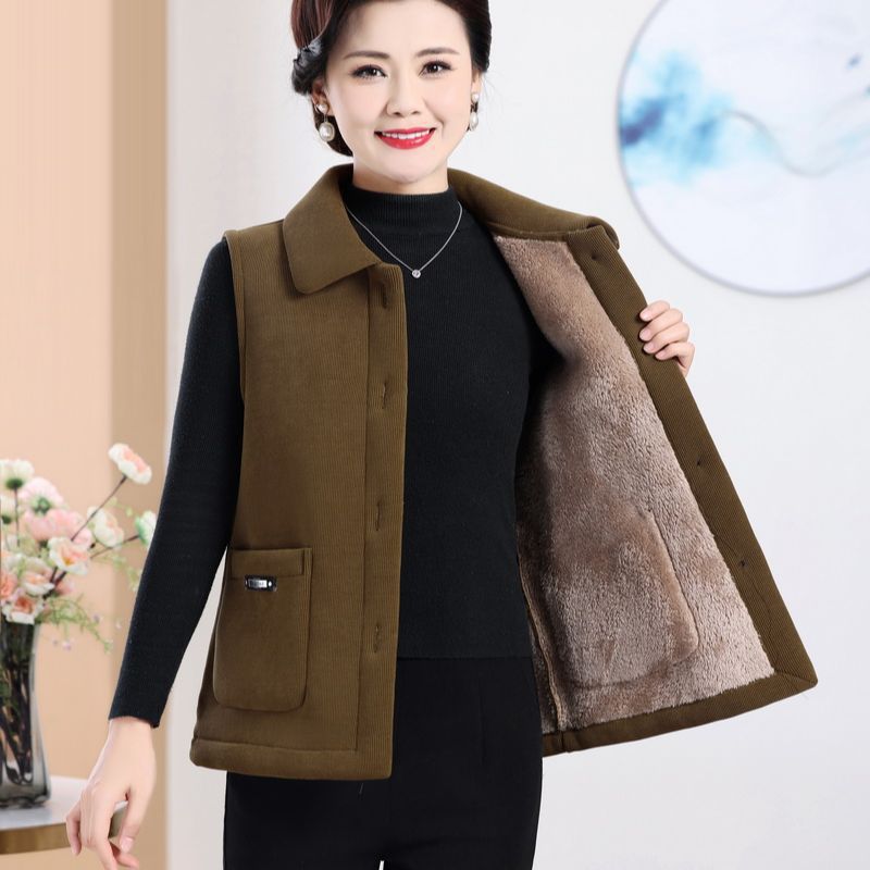 Mother's Thickened Corduroy Veet Padded Loose Vests