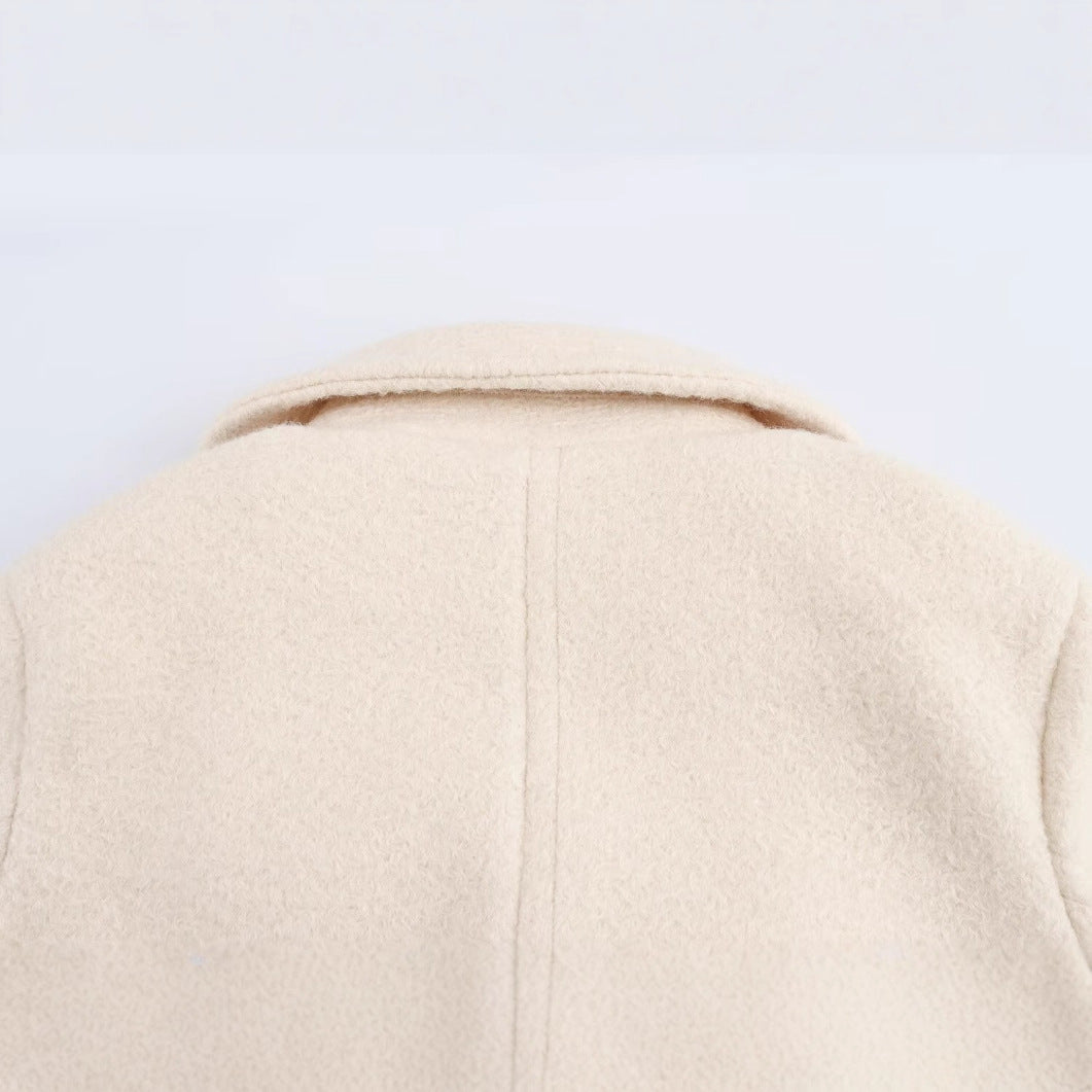 Women's Spring Fashion Polo Collar Bead Leather Coats