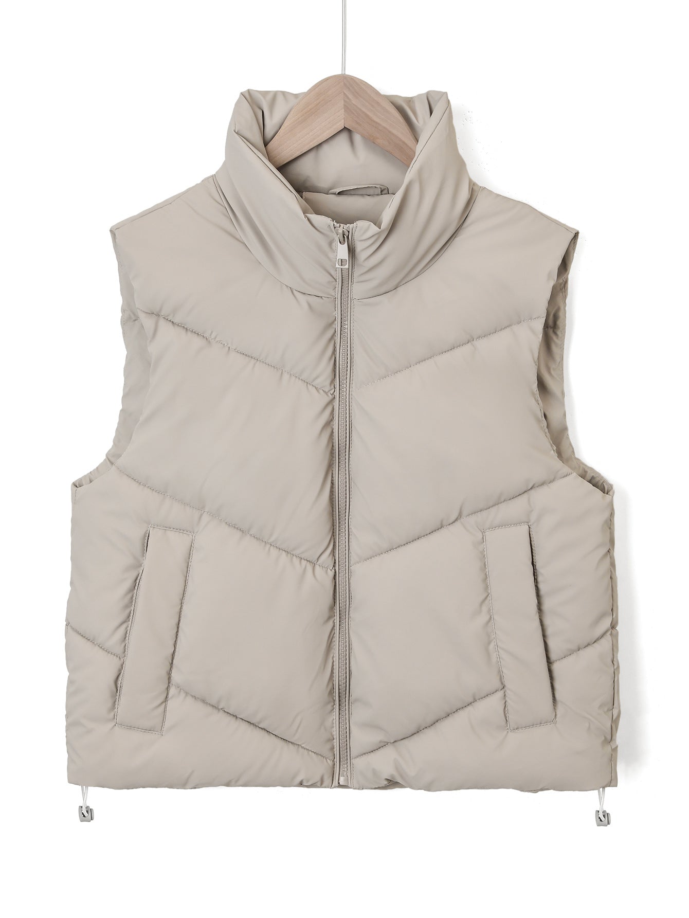 Women's Collar Quilted Adjustable Hem Warm Cotton Women's Vest