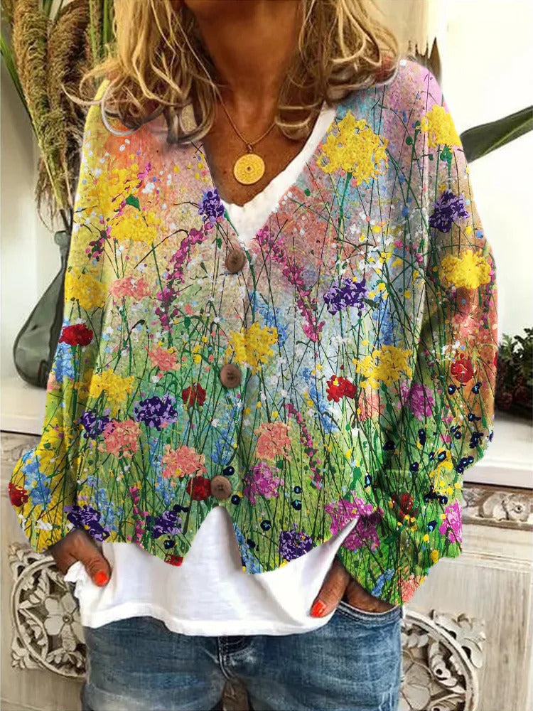 Women's Printed Wear Soft Feel Casual Cloak Sweaters